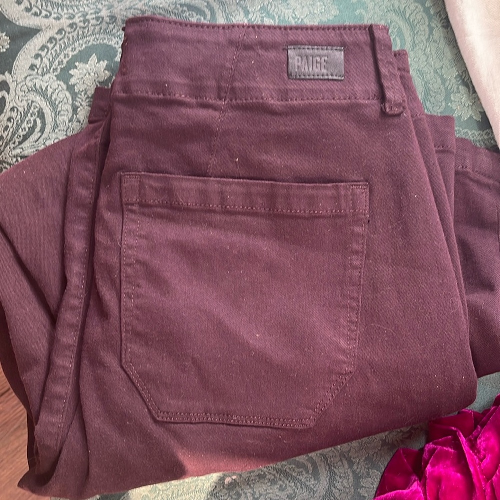 Paige denim burgundy cropped pants. Never worn.